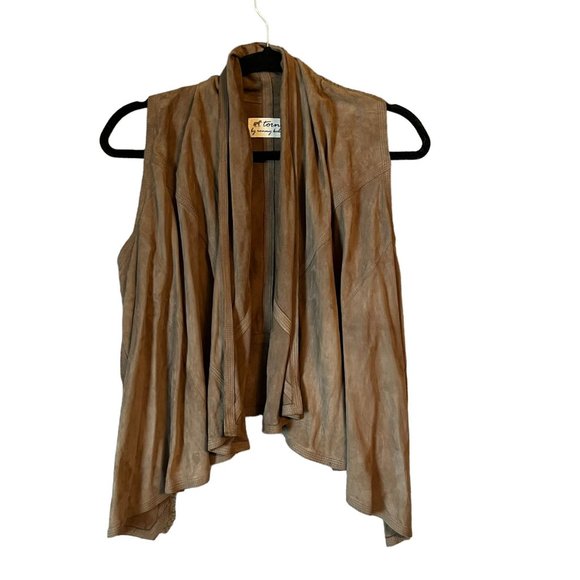 Torn by Ronny Kobo Jackets & Blazers - Torn By Ronny Kobo Suede Leather Open Sienna Vest Heather Taupe Brown Size Small
